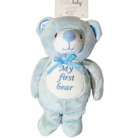 2021 Kelly Baby My First Bear Blue Rattle Kellytoy Plush Toy 13" - Picture 1 of 7